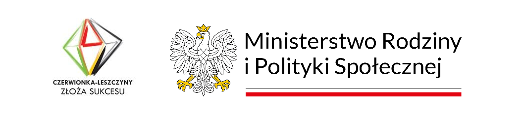 Logo Gminy i Miasta Czerwionka-Leszczyny (Czerwionka-Leszczyny. Złoża sukcesu) oraz Ministerstwa Rodziny i Polityki Społecznej